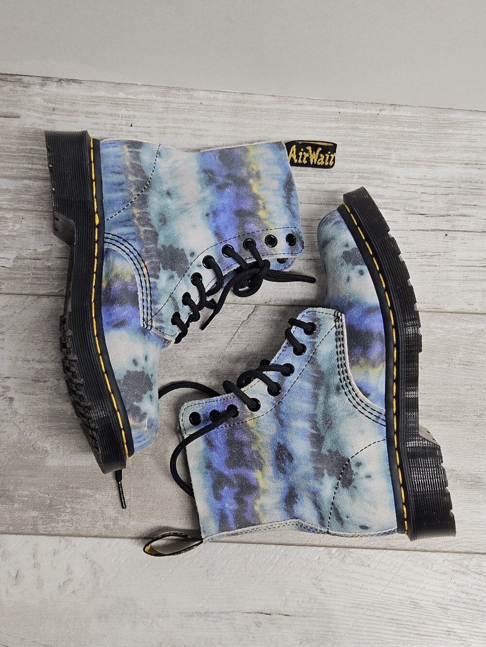 Dr. Martens 1460 Pascal Blue Summer Tie Dye Tumbled Size 5 Punk Bikercore - Picture 9 of 12